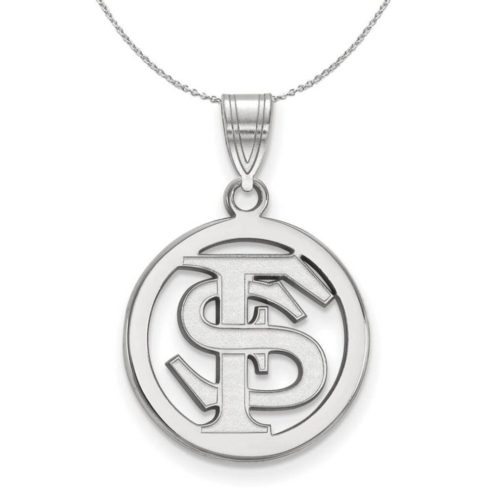 Sterling Silver Florida State Small Circle Necklace - 24 Inch